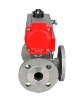 Кран шаровой DN.ru BV3232P(4pc)-FP-3WL-F Ду80 Ру16 полнопроходной трехходовой, фланцевый, корпус - нержавеющая сталь SS316, с пневмоприводом DN.ru PA-DA-105 двойного действия