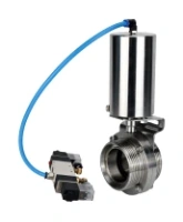 Затвор дисковый поворотный DN.ru WBV3131S-2W-T-H Ду100 Ру10 резьбовой, пищевая нержавеющая сталь 304, уплотнение – Silicon, с пневмоприводом DN.ru PA-SA-85 и пневмораспределителем DN.ru 4V320-08 AC220V