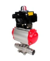 Кран шаровой DN.ru BV3232P(3pc)-FP-W-ISO-H LONG Ду32 Ру40 полнопроходной, корпус - нержавеющая сталь 316, уплотнение - PTFE, под приварку, с пневмоприводом DN.ru PA-SA-083, пневмораспределителем 4M310-08 AC220V и БКВ APL-410N EX
