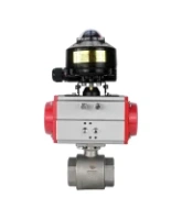 Кран шаровой DN.ru 2 1/2″ Ду65 Ру40 полнопроходной двухходовой, нержавеющая сталь SS316, внутренняя резьба, уплотнение - PTFE, с пневмоприводом DN.ru PA-DA-83 и БКВ APL-510N-EX (BV3232P(2pc)-FP-T-ISO-H)