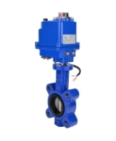 Затвор дисковый поворотный DN.ru WBV1631E-2W-Fb-H Ду50 Ру16 LUG межфланцевый, корпус - чугун QT450, диск - нержавеющая сталь AISI 304, уплотнение - EPDM, с электроприводом QT-N-003EM-O1-12VDC-У1 blue 12В