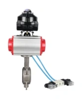 Затвор дисковый поворотный DN.ru WBV3131N-2W-Fb-H Ду65 Ру16, корпус - нержавеющая сталь 304, диск - нержавеющая сталь 304, уплотнение - NBR, с пневмоприводом DN.ru PA-DA-065, пневмораспределителем DN.ru 4V320-10 AC220V и БКВ DN.ru APL-510N EX
