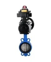 Затвор дисковый поворотный DN.ru WBV1432N-2W-Fb-H Ду125 Ру16, корпус - чугун GGG50, диск - нержавеющая сталь 316L, уплотнение - NBR, с пневмоприводом DN.ru PA-DA-105-1 двойного действия, пневмораспределителем 4M310-08 AC220V, БКВ APL-410N EX