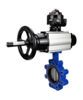 Затвор дисковый поворотный DN.ru WBV1631E-2W-Fb-H Ду125 Ру16 LUG корпус - чугун QT450, диск - нержавеющая сталь 304, уплотнение - EPDM, с пневмоприводом DN.ru PA-DA-105-1, пневмораспределителем 4M310-08 AC220V и БКВ APL-510N EX