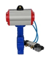 Затвор дисковый поворотный DN.ru WBV1616E-2W-Fb-H Ду50 Ру16 LUG корпус - чугун QT450, диск - чугун QT450, уплотнение - EPDM, с пневмоприводом DN.ru PA-DA-065 и пневмораспределителем 4V320-08 AC220V