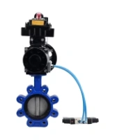 Затвор дисковый поворотный DN.ru WBV1631E-2W-Fb-H Ду125 Ру16 LUG корпус - чугун QT450, диск - нержавеющая сталь 304, уплотнение - EPDM, с пневмоприводом PA-DA-105-1, пневмораспределителем 4V320-08 AC220V, БКВ APL-410N EX и БПВ AFC2000
