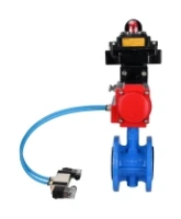Затвор дисковый поворотный DN.ru WBV1313E-2W-F-H Ду100 Ру16 фланцевый, корпус - чугун GGG40, диск - чугун GGG40, уплотнение - EPDM, с пневмоприводом DN.ru PA-DA-105, пневмораспределителем DN.ru 4V320-08 AC220V и БКВ DN.ru APL-410N EX