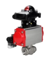 Кран шаровой DN.ru BV3232P(4pc)-SP-3WL-T-ISO-H Ду20 Ру63 стандартнопроходной трехходовой L-тип, нерж. сталь SS316, внутренняя резьба, уплотнение - PTFE, пн.приводом PA-DA-052, пн.распределителем 4M310-08 AC220V и БКВ APL-210N