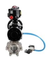 Кран шаровой DN.ru BV3232P(3pc)-FP-SW-ISO-H Ду100 Ру63 полнопроходной, корпус - нержавеющая сталь SS316, под приварку, с пневмоприводом PA-DA-105-1, пневмораспределителем 4V320-08 AC220V, БКВ APL-510N EX, БПВ AFC2000