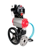 Кран шаровой DN.ru BV3131P(3pc)-FP-F-ISO-H Ду15 Ру40 фланцевый, полнопроходной, 3-составной, нерж.сталь SS304, уплотнение PTFE, с пн.приводом PA-DA-052, пн.распределителем 4V320-08 AC220V, редуктором MON1-250-T26-ISO, БПВ AFC2000, БКВ APL-510N-EX