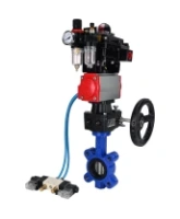 Затвор дисковый поворотный DN.ru WBV1631E-2W-Fb-H Ду125 Ру16 LUG корпус - чугун QT450, диск - нержавеющая сталь 304, EPDM, с пневмоприводом DN.ru PA-DA-105, пневмораспределителем 4V320-10 AC220V, БКВ APL-410N EX, редуктором MON3-700-T38-ISO и БПВ AFC2000