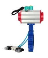 Затвор дисковый поворотный DN.ru WBV1631E-2W-Fb-H Ду100 Ру16 LUG корпус - чугун QT450, диск - нержавеющая сталь 304, уплотнение - EPDM, с пневмоприводом PA-DA-083, пневмораспределителем 4V320-08 AC220V и магнитным переключателем ALS200D