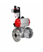 Кран шаровой DN.ru BV3232P(2pc)-FP-3WL-F-ISO-H Ду80 Ру16 HYMT, трехходовой L-тип, полнопроходной, фланцевый, корпус - нержавеющая сталь SS316, с пневмоприводом PA-SA-130, пневмораспределителем 4M310-08 24В NAMUR и БПВ AFC2000