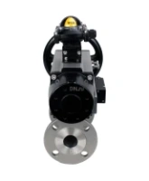 Кран шаровой DN.ru BV3131P(3pc)-FP-F-ISO-H Ду100 Ру16 полнопроходной трехсоставной, фланцевый, нержавеющая сталь 304, уплотнение - PTFE, 22х22, F10, WDVF, с пневмоприводом DN.ru PA-DA-105-1, пневмораспределителем 4M310-08 AC220V и БКВ APL-210N