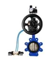 Затвор дисковый поворотный DN.ru WBV1616E-2W-Fb-H Ду125 Ру16 LUG корпус - чугун QT450, диск - чугун QT450, уплотнение - EPDM, с пневмоприводом DN.ru PA-DA-105-1, пневмораспределителем 4V320-08 AC220V и БПВ AFC2000