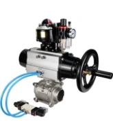Кран шаровой DN.ru BV3232P(3pc)-FP-W-ISO-H Ду80 Ру25, полнопроходной, трехсоставной, нержавеющая сталь 316, уплотнение - PTFE, под приварку, с пневмоприводом PA-DA-105-1, пневмораспределителем 4V320-08 AC220V, БКВ APL-510N Ex, БПВ AFC2000