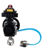 Кран шаровой DN.ru BV3232P(2pc)-FP-T-ISO-H Ду80 Ру40, полнопроходной, внутренняя резьба, нержавеющая сталь SS316, уплотнение - PTFE, с пневмоприводом PA-DA-105-1 двойного действия, с пневмораспределителем 4V320-08 AC220V, с БКВ APL-410N EX
