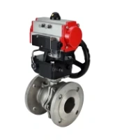 Кран шаровой DN.ru BV3232P(2pc)-FP-F-ISO-H Ду50 Ру40 полнопроходной двухходовой, нержавеющая сталь 316, фланцевый, уплотнение - PTFE, с пневмоприводом PA-DA-083, ручным дублером MON2-450-T28-ISO и пневмораспределителем 4M310-08 AC220V0