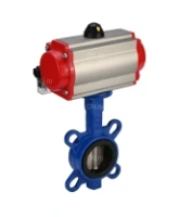 Затвор дисковый поворотный DN.ru WBV1132N-2W-Fb-H Ду125 Ру16, корпус - чугун GG25, диск - нержавеющая сталь 316L, уплотнение - NBR, с пневмоприводом DN.ru PA-SA-140 с возвратными пружинами, пневмораспределителем 4M310-08 AC220V