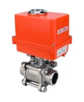 Кран шаровой DN.ru BV3232P(3pc)-FP-W-ISO-H WDVF Ду25 Ру63 полнопроходной, трехсоставной, корпус - нержавеющая сталь 316, уплотнение - PTFE, под приварку, с 1/4-оборотным электроприводом DN.ru QT-N-003EM-O1-220VAC-У1 MINI