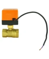 Кран шаровой DN.ru BV0030NP-SP-3L-T-ED Ду25 Ру16 стандартнопроходной, L-тип, трехходовой, латунь, внутренняя резьба, уплотнение - нитриловый каучук / PTFE, с электроприводом 220В без концевых выключателей