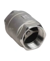 Клапан обратный DN.ru VCS3232P-T 3″ Ду80 Ру40 резьбовой, пружинный, корпус - нержавеющая сталь 316, диск - нержавеющая сталь 316, уплотнение - металл
