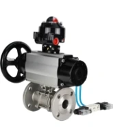 Кран шаровой DN.ru BV3232P(3pc)-FP-F-ISO-H Ду100 Ру25 фланцевый с ISO-фланцем, корпус - нержавеющая сталь 316, полнопроходной, уплотнение - PTFE, с пневмоприводом PA-DA-105-1, пневмораспределителем 4V320-08 AC220V, БКВ APL-510N Ex