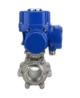 Кран шаровой DN.ru BV3232P(3pc)-FP-SW-ISO-H Ду80 Ру63 полнопроходной, корпус - нержавеющая сталь SS316, под приварку, с электроприводом DN.ru QT-N-015M-O2-220VAC-У1 с моментной муфтой и штурвалом