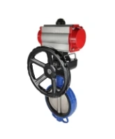 Затвор дисковый поворотный DN.ru WBV1413E-2W-Fb-H Ду300 Ру16, корпус - чугун GGG50, диск - чугун GGG40, уплотнение - EPDM, с пневмоприводом DN.ru PA-DA-140 двойного действия, пневмораспределителем 4M310-08 AC220V, ручным дублером MON4-1200-T54-ISO