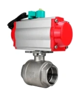 Кран шаровой DN.ru BV3232P(2pc)-FP-T-ISO-H Ду100 Ру40 полнопроходной, внутренняя резьба, нержавеющая сталь 316, уплотнение - PTFE, с пневмоприводом PA-DA-083 и магнитным переключателем ALS200D