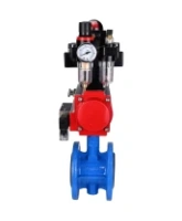 Затвор дисковый поворотный DN.ru WBV1313E-2W-F-H Ду100 Ру16 фланцевый, корпус - чугун GGG40, диск - чугун GGG40, EPDM, с пневмоприводом DN.ru PA-DA-105, пневмораспределителем DN.ru 4M310-08 AC220V, БКВ DN.ru APL-410N EX и БПВ DN.ru AFC2000