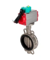 Затвор дисковый поворотный DN.ru WBV3232V-2W-Fb-H Ду100 Ру16 корпус - нержавеющая сталь 316L, диск - нержавеющая сталь 316L, уплотнение - Viton, с пневмоприводом PA-DA-083 и магнитным переключателем ALS200D