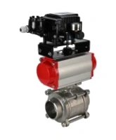 Кран шаровой DN.ru BV3232P(3pc)-FP-W-ISO-H Ду65 Ру25, полнопроходной под приварку, нержавеющая сталь SS316, уплотнение - PTFE, с пневмоприводом PA-DA-083 двойного действия и с электропневматическим поворотным позиционером YT-1000RSN без обратной связи