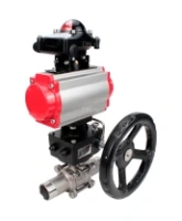 Кран шаровой DN.ru BV3232P(3pc)-FP-W-ISO-H LONG Ду50 Ру40 полнопроходной, корпус - нержавеющая сталь 316, уплотнение - PTFE, под приварку, с пневмоприводом DN.ru PA-DA-083, редуктором DN.ru MON2-450-T28-ISO и БКВ APL-210N