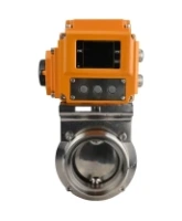Затвор дисковый поворотный DN.ru WBV3131E-2W-T-H Ду100 Ру10 резьбовой, корпус - пищевая нержавеющая сталь 304, уплотнение - EPDM, с электроприводом QT-N-005EM-A1-220VAC-У1 c датчиком обратной связи и входным управляющим сигналом 4-20мА HARK