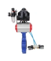 Затвор дисковый поворотный DN.ru WBV1631E-2W-Fb-H Ду100 Ру16 LUG корпус - чугун QT450, диск - нержавеющая сталь 304, уплотнение - EPDM, с пневмоприводом DN.ru PA-DA-083, пневмораспределителем 4V320-08 AC220V, БКВ APL-510N EX и БПВ AFC2000