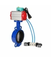 Затвор дисковый поворотный DN.ru WBV3432V-2W-Fb-H Ду80 Ру16, корпус - углеродистая сталь WCB, диск - нержавеющая сталь 316L, уплотнение - VITON, с пневмоприводом PA-SA-105, пневмораспределителем 4V320-08 AC220V и магнитным переключателем ALS200D