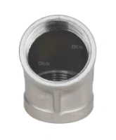 Отвод (полуотвод) DN.ru ВР-ВР-304 1 1/2″ Ду40 Ру16 угол 45°, корпус - нержавеющая сталь 304, присоединение - внутренняя / внутренняя резьба