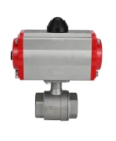 Кран шаровой DN.ru BV3232P(2pc)-FP-T-ISO-H Ду100 Ру40 полнопроходной, внутренняя резьба, нержавеющая сталь 316, уплотнение - PTFE, с пневмоприводом PA-SA-130, пневмораспределителем 4M310-08 AC220V