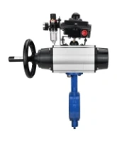 Затвор дисковый поворотный DN.ru WBV1413E-2W-Fb-H Ду150 Ру16, корпус - чугун GGG50, диск - чугун GGG40, уплотнение - EPDM, с пневмоприводом DN.ru PA-DA-105-1 двойного действия, пневмораспределителем 4M310-08 AC220V, БКВ APL-410N EX, БПВ AFC2000