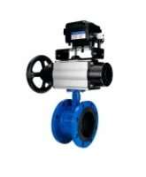 Затвор дисковый поворотный DN.ru WBV1331E-2W-F-H Ду50 Ру16 фланцевый, корпус - чугун GGG40, диск - нержавеющая сталь 304, уплотнение - EPDM, с пневмоприводом DN.ru PA-DA-105-1 и позиционером YT-1000RSN с обратной связью