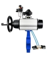 Затвор дисковый поворотный DN.ru WBV1616E-2W-Fb-H Ду125 Ру16 LUG корпус - чугун QT450, диск - чугун QT450, уплотнение - EPDM, с пневмоприводом DN.ru PA-DA-105-1, пневмораспределителем 4V320-08 AC220V, БКВ APL-210N и БПВ AFC2000