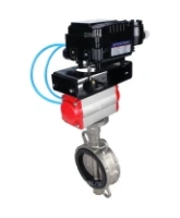 Затвор дисковый поворотный DN.ru WBV3131N-2W-Fb-H Ду65 Ру16, корпус - нержавеющая сталь 304, диск - нержавеющая сталь 304, уплотнение - NBR, с пневмоприводом DN.ru PA-SA-105 и позиционером DN.ru YT-1000RSN без обратной связи