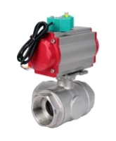 Кран шаровой DN.ru BV3232P(4pc)-SP-3WL-T-ISO-H Ду100 Ру40 стандартнопроходной L-тип, внутренняя резьба, корпус - нержавеющая сталь 316, уплотнение - PTFE, с пневмоприводом PA-DA-083 и магнитным переключателем ALS200D