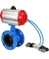 Затвор дисковый поворотный DN.ru WBV1313E-2W-F-H Ду100 Ру16 фланцевый, корпус - чугун GGG40, диск - чугун GGG40, уплотнение - EPDM, с пневмоприводом DN.ru PA-DA-105 и пневмораспределителем DN.ru 4V320-08 AC220V