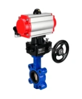 Затвор дисковый поворотный DN.ru WBV1616E-2W-Fb-H Ду125 Ру16 LUG корпус - чугун QT450, диск - чугун QT450, уплотнение - EPDM, с пневмоприводом DN.ru PA-DA-105, пневмораспределителем 4M310-08 AC220V и дублером MON3-700-T38-ISO