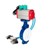 Затвор дисковый поворотный DN.ru WBV3434Pf-2W-Fb-R Ду200 Ру16 корпус - углеродистая сталь WCB, диск - углеродистая сталь WCB, футерованный PTFE, уплотнение - PTFE, с PA-DA-105, 4V320-10 AC220V и ALS200D
