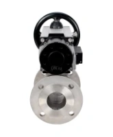 Кран шаровой DN.ru BV3232P(2pc)-FP-F-ISO-H Ду100 Ру16, полнопроходной фланцевый, нержавеющая сталь SS316, уплотнение - PTFE, с пневмоприводом PA-DA-105-1 двойного действия, с пневмораспределителем 4M310-08 AC220V