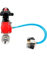 Кран шаровой DN.ru BV3232P(2pc)-FP-T-ISO-H Ду100 Ру40 полнопроходной, внутренняя резьба, нержавеющая сталь 316, уплотнение - PTFE, с пневмоприводом PA-SA-130, пневмораспределителем 4V320-08 AC220V, БКВ APL-210N