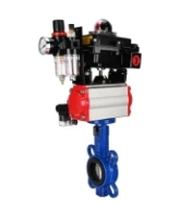 Затвор дисковый поворотный DN.ru WBV1432N-2W-Fb-H Ду100 Ру16, корпус - чугун GGG50, диск - нержавеющая сталь 316L, уплотнение - NBR, с пневмоприводом DN.ru PA-DA-083, пневмораспределителем 4M310-08 DC24V, БКВ APL-410N EX, БПВ AFC2000